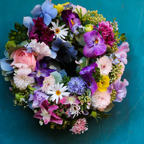 フラワーボックスのリース型写真