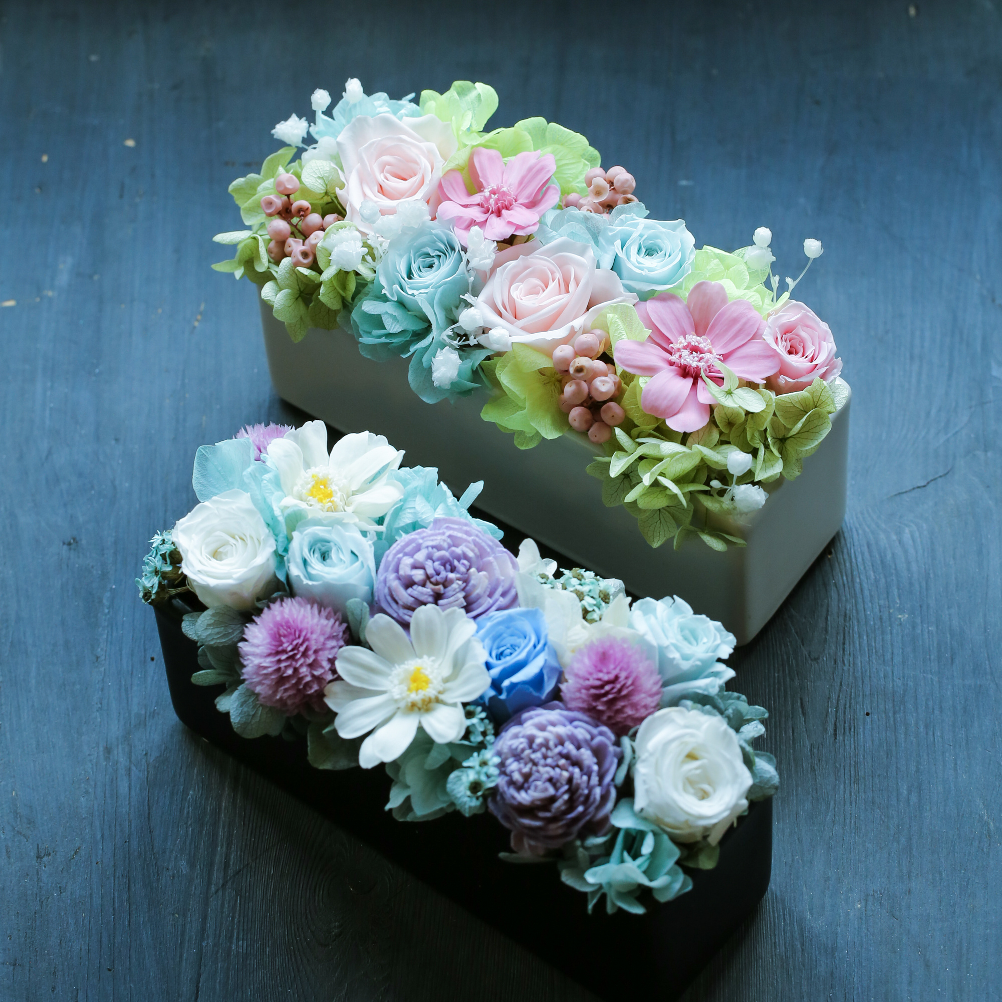 プリザーブドフラワーハート型ボックスの写真