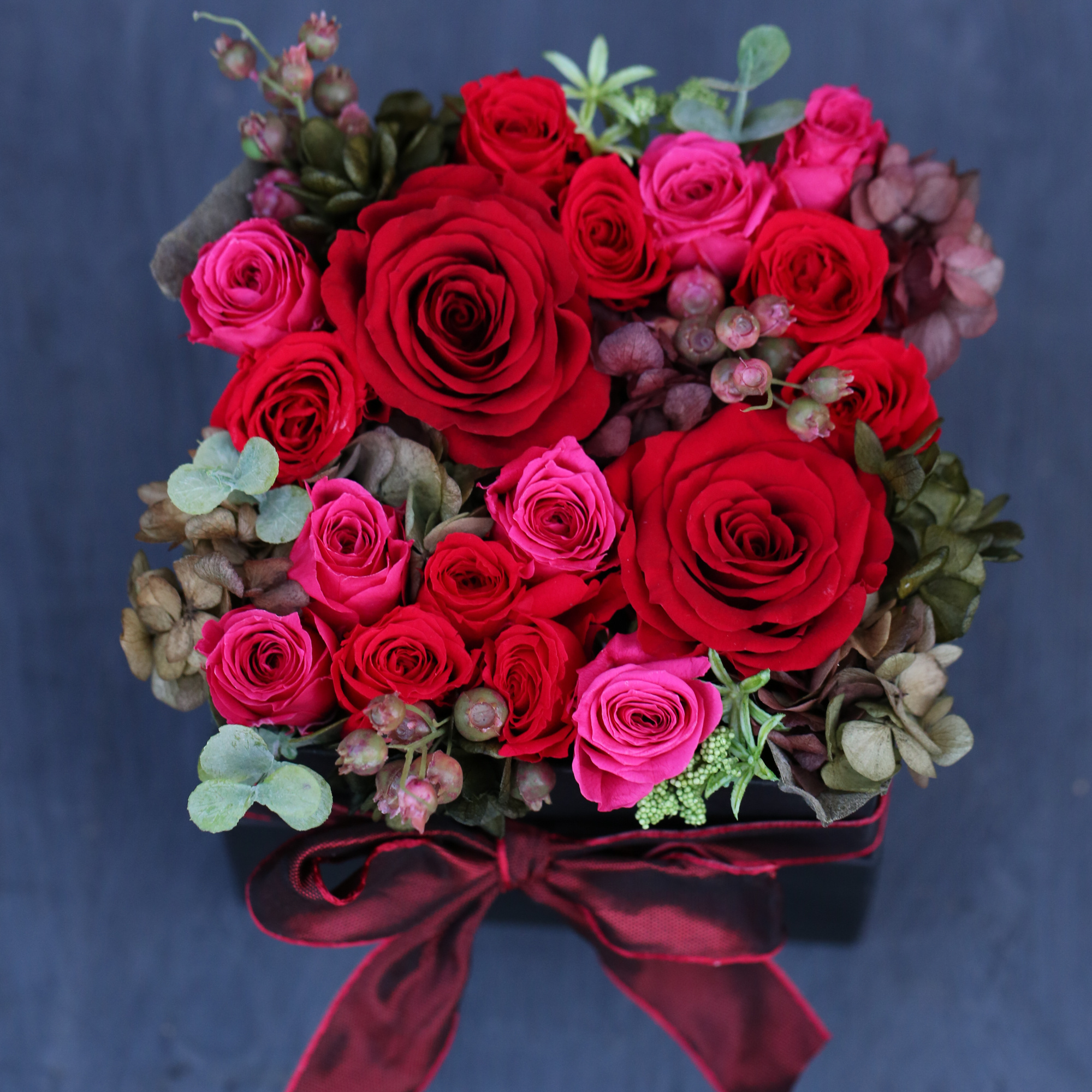 プリザーブドフラワーハート型ボックスの写真