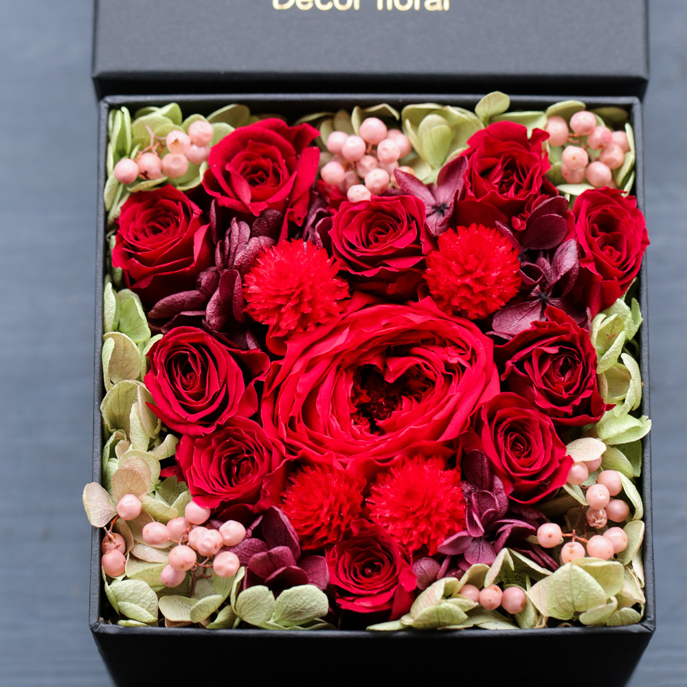 プリザーブドフラワーハート型ボックスの写真